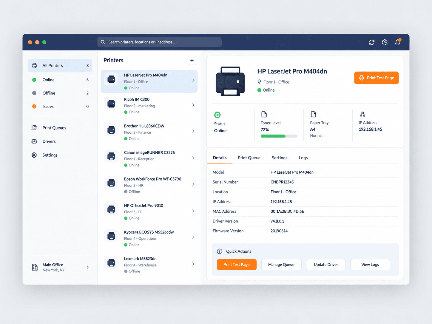 Busy Bee Printer Master dashboard